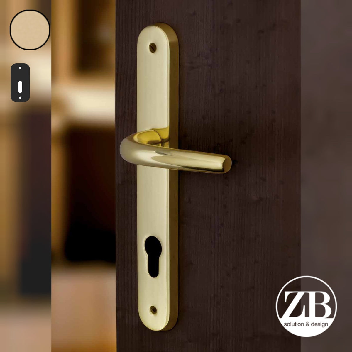 ZB - Maniglie Big Niky - Maniglia per porta interna - OSV - Ottone satinato verniciato / Placca 250x38 mm / Patent 70