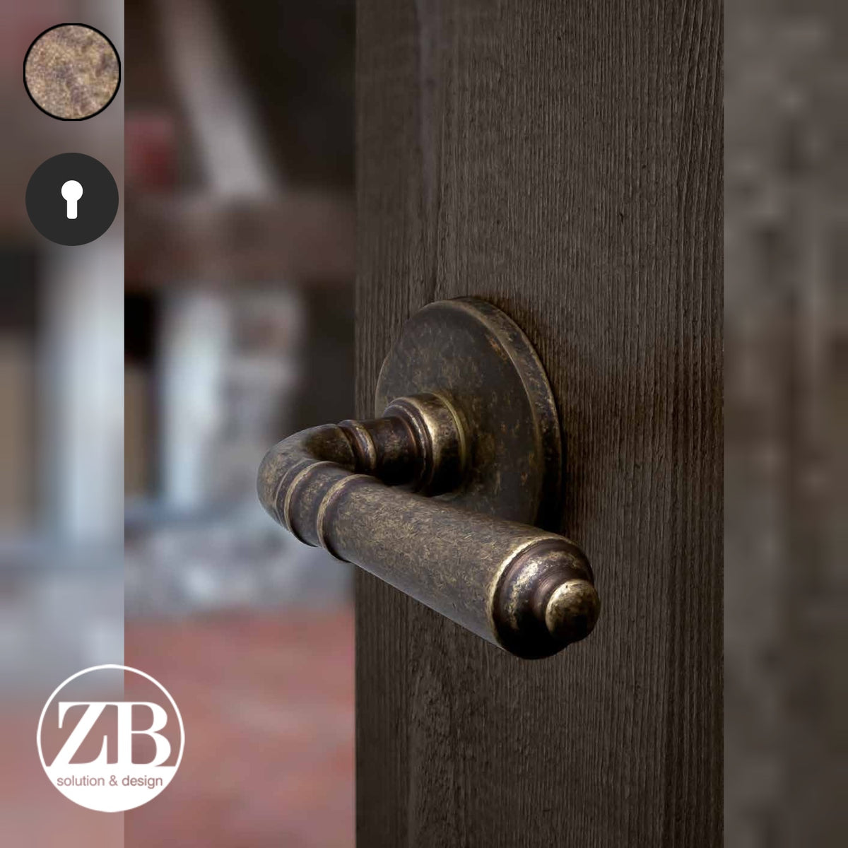 ZB - Maniglie Classic - Maniglia per porta interna - OBA - Ottone bronzato antico / Tonda / Yale