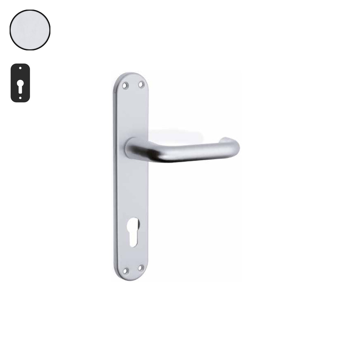 ZB - Maniglie Curva - Maniglia per porta interna - ARG - Argento F1 anodizzato / Placca 225x40 mm / Yale 85