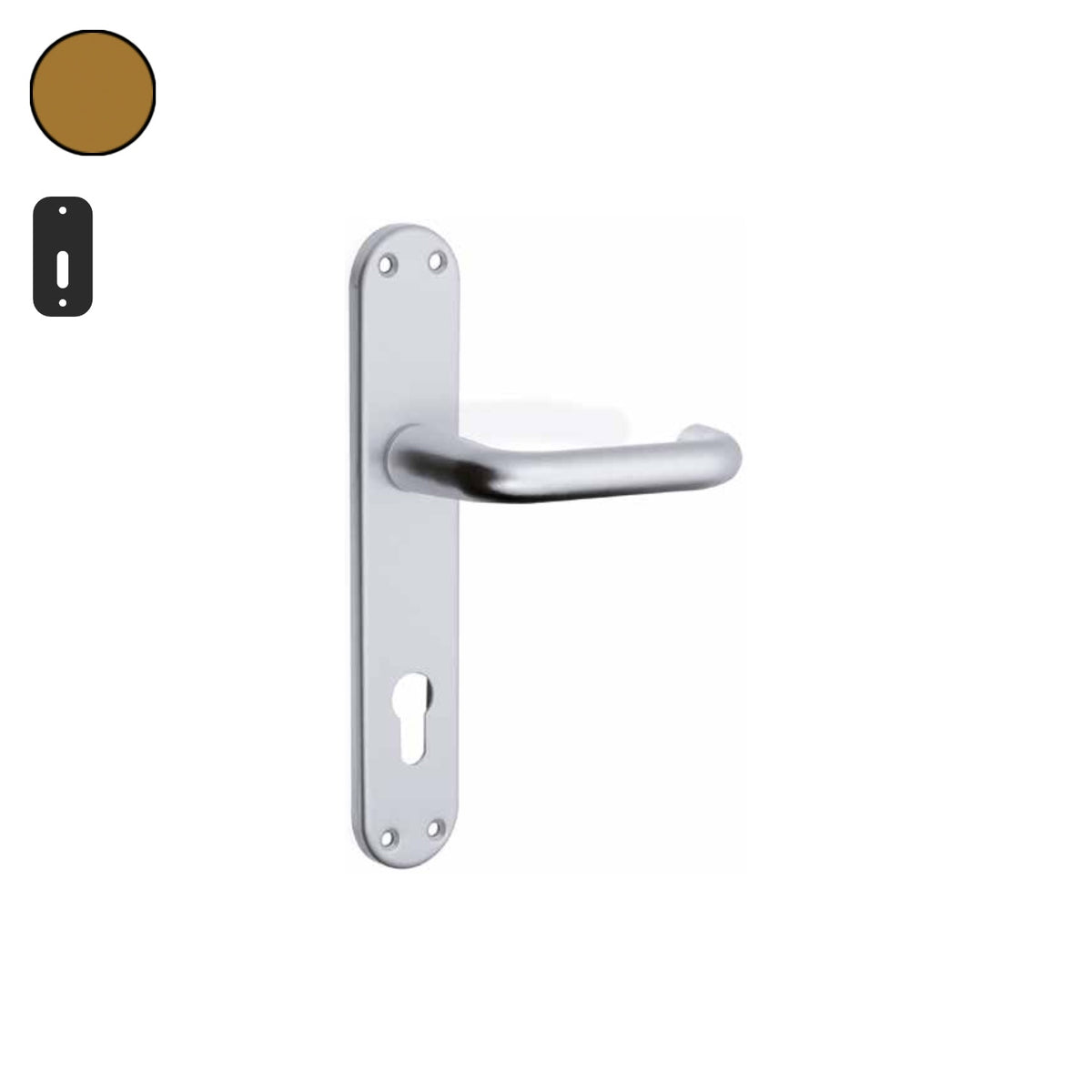 ZB - Maniglie Curva - Maniglia per porta interna - BRO - Bronzo F4 anodizzato / Placca 225x40 mm / Patent 70