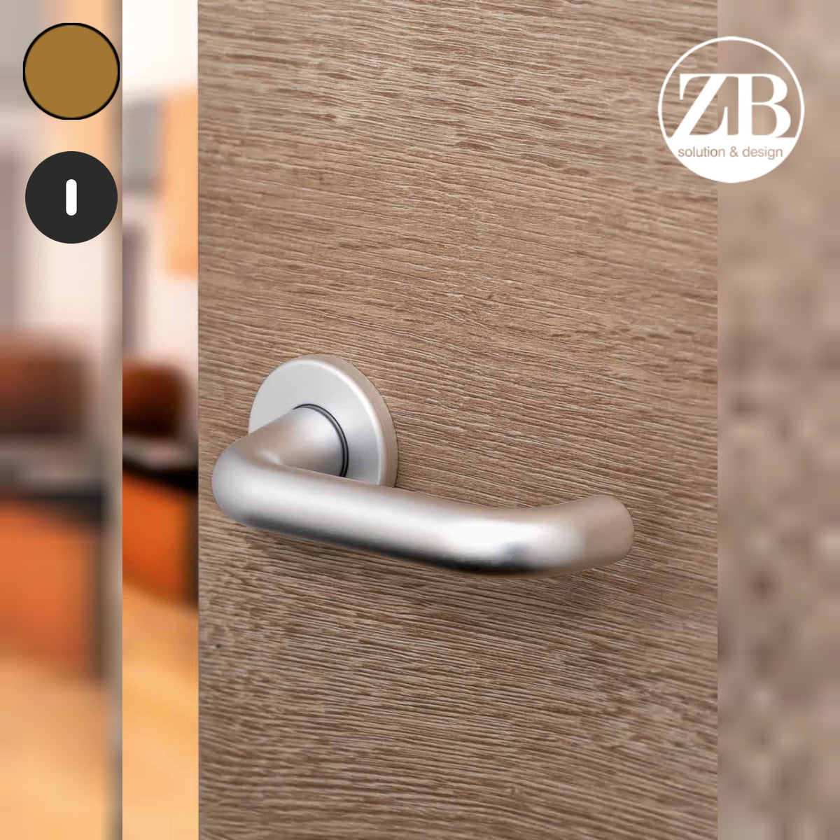 ZB - Maniglie Curva - Maniglia per porta interna - BRO - Bronzo F4 anodizzato / Tonda / Patent