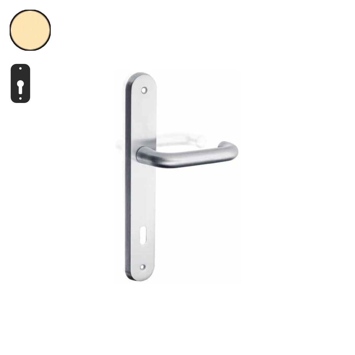 ZB - Maniglie Curva - Maniglia per porta interna - OLV - Ottone lucido verniciato / Placca 250x38 mm / Yale 85