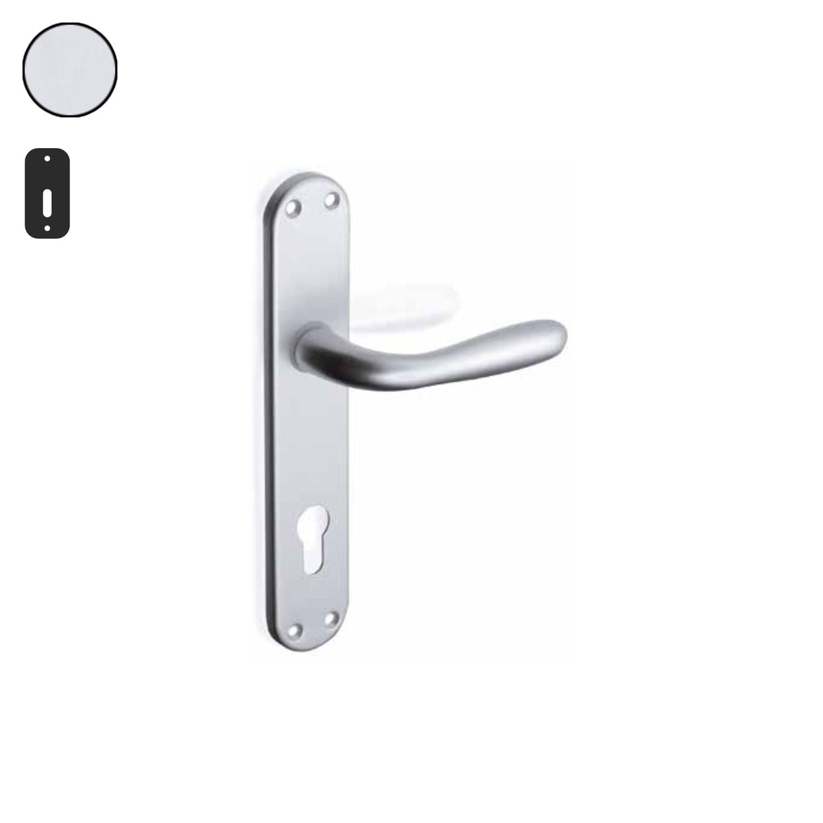 ZB - Maniglie Desy - Maniglia per porta interna - ARG - Argento F1 anodizzato / Placca 225x40 mm / Patent 70