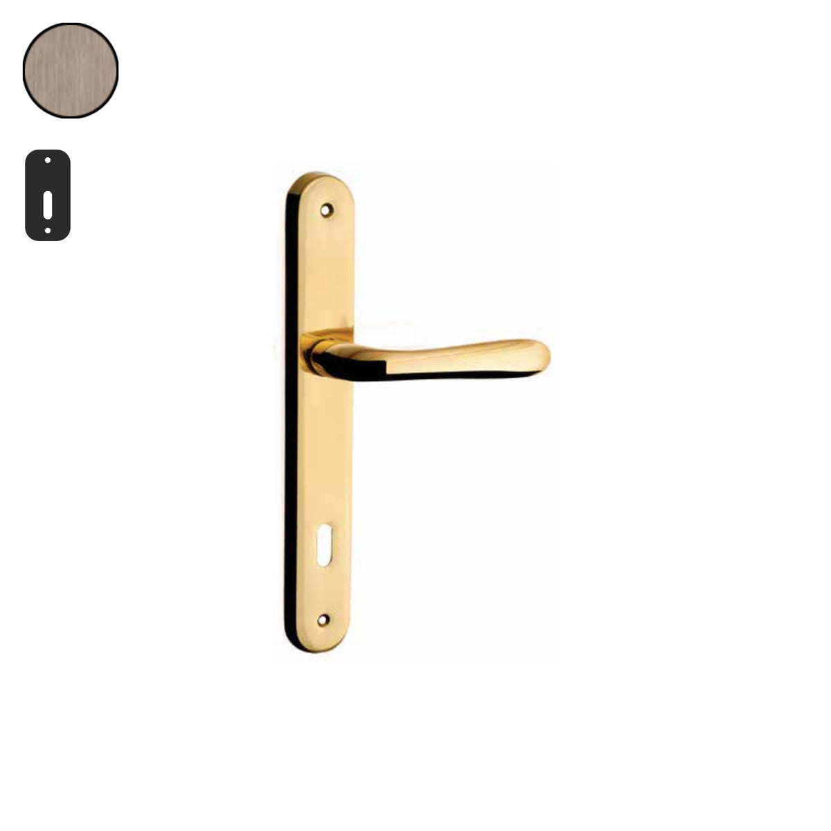 ZB - Maniglie Desy - Maniglia per porta interna - OGV - Ottone graffiato verniciato lucido / Placca 250x38 mm / Patent 90