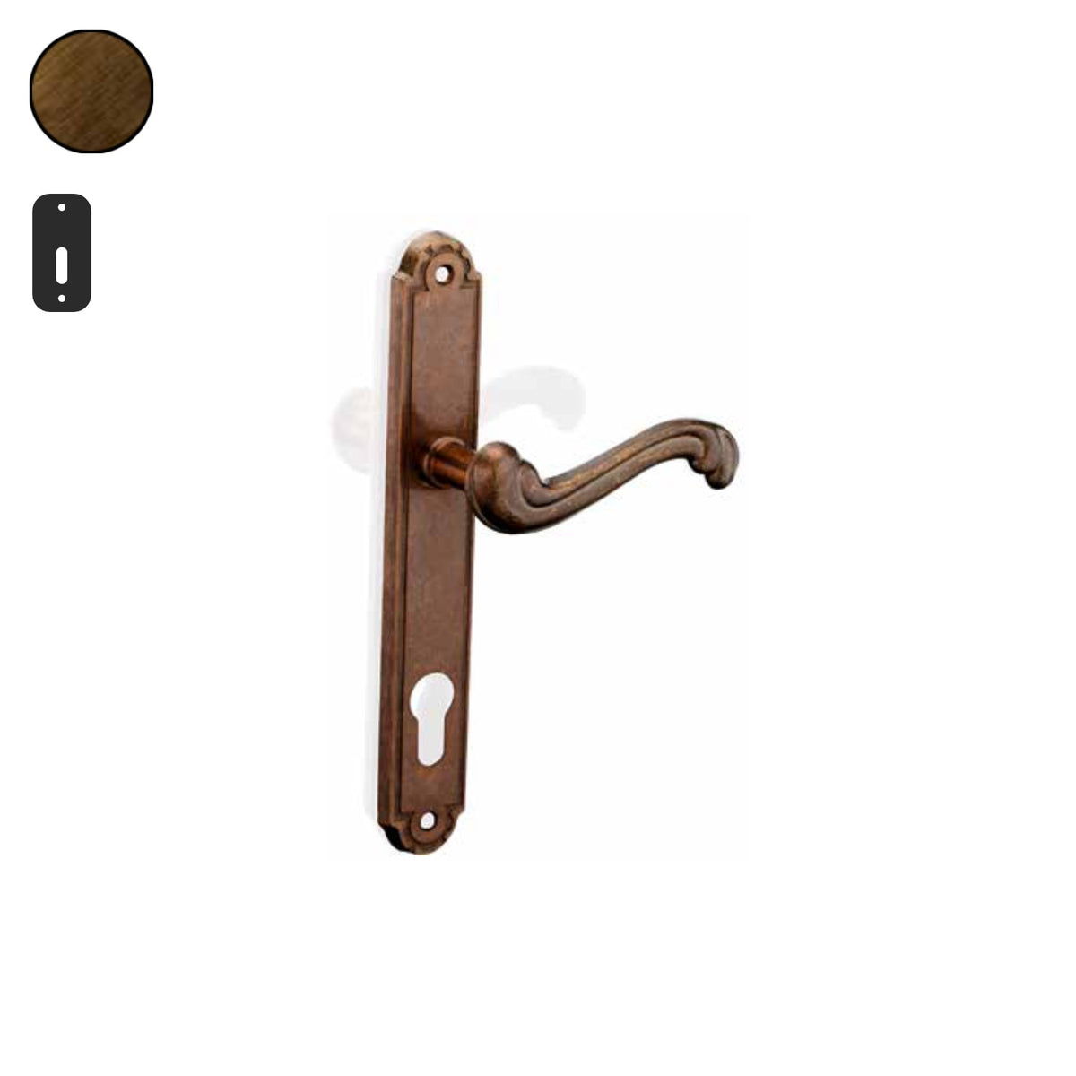 ZB - Maniglie Eco Barocco - Maniglia per porta interna - OBR - Ottone bronzato / Placca 220x35 mm / Patent 70