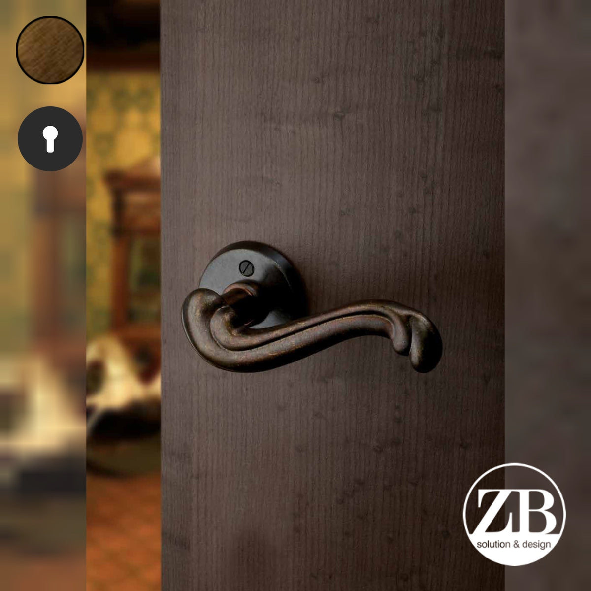 ZB - Maniglie Eco Barocco - Maniglia per porta interna - OBR - Ottone bronzato / Tonda / Yale