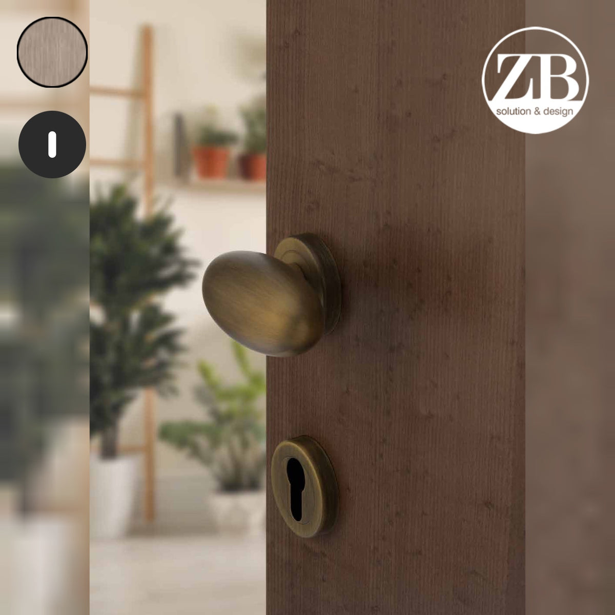 ZB - Maniglie Elegant - Maniglia per porta interna - OGV - Ottone graffiato verniciato lucido / Tonda / Patent