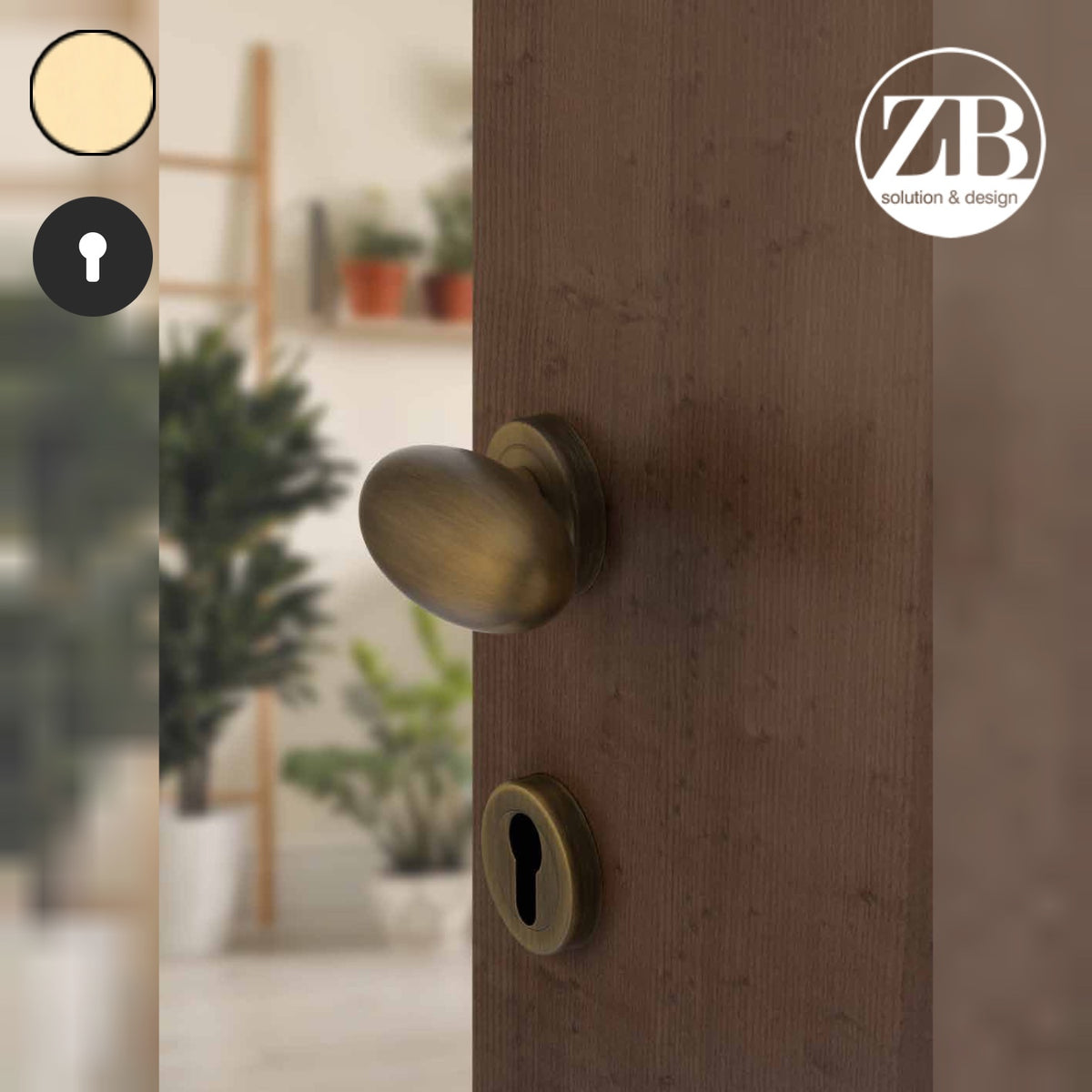 ZB - Maniglie Elegant - Maniglia per porta interna - OLV - Ottone lucido verniciato / Tonda / Yale