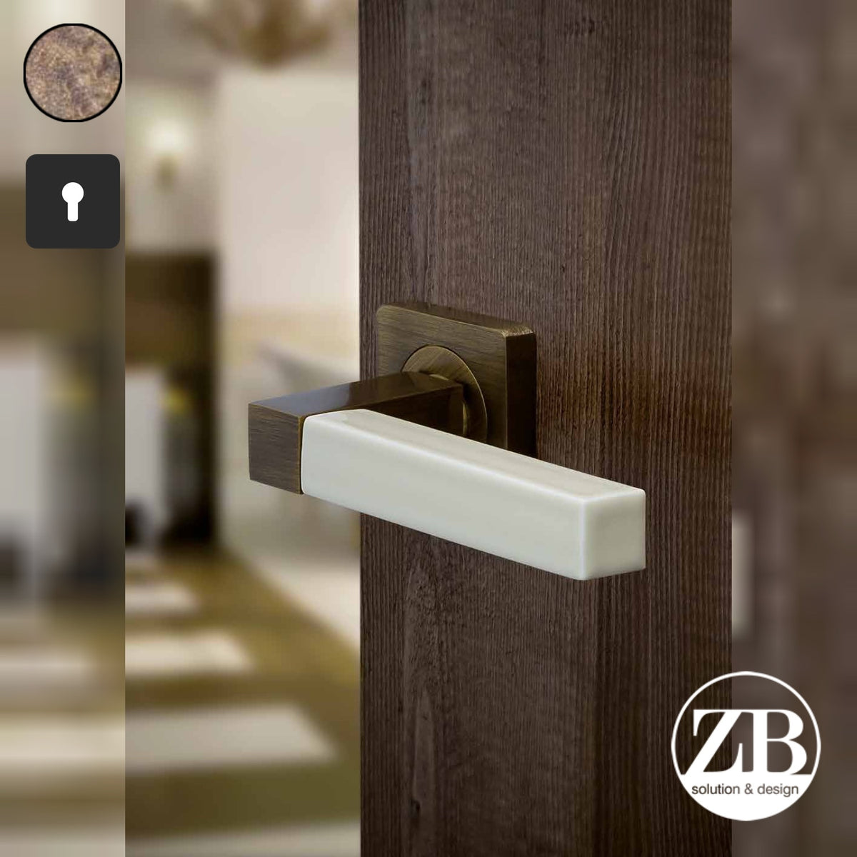 ZB - Maniglie Fulda - Maniglia per porta interna - OBA - Ottone bronzato antico / Quadra / Yale