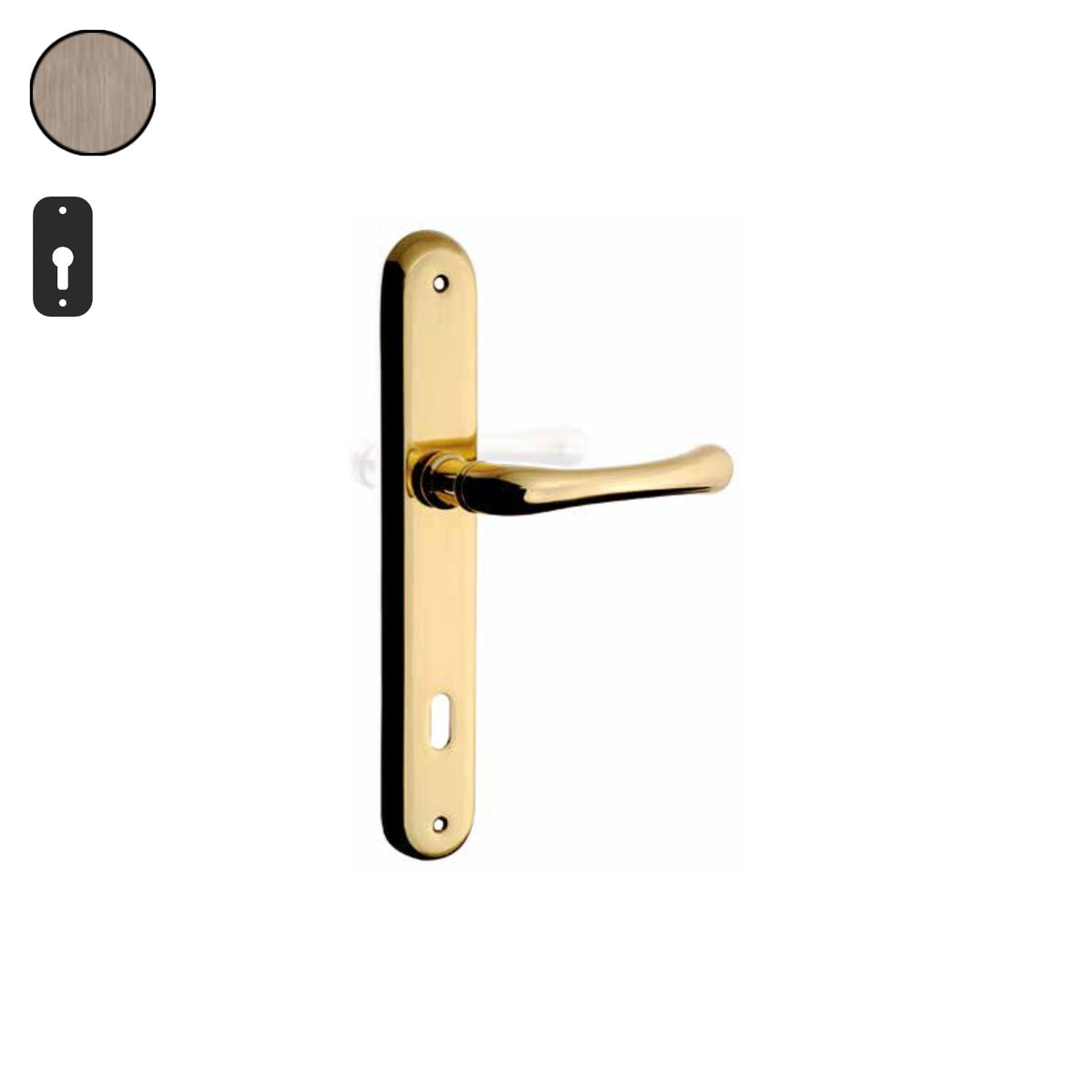 ZB - Maniglie Gioia - Maniglia per porta interna - OGV - Ottone graffiato verniciato lucido / Placca 225x43 mm / Yale 85