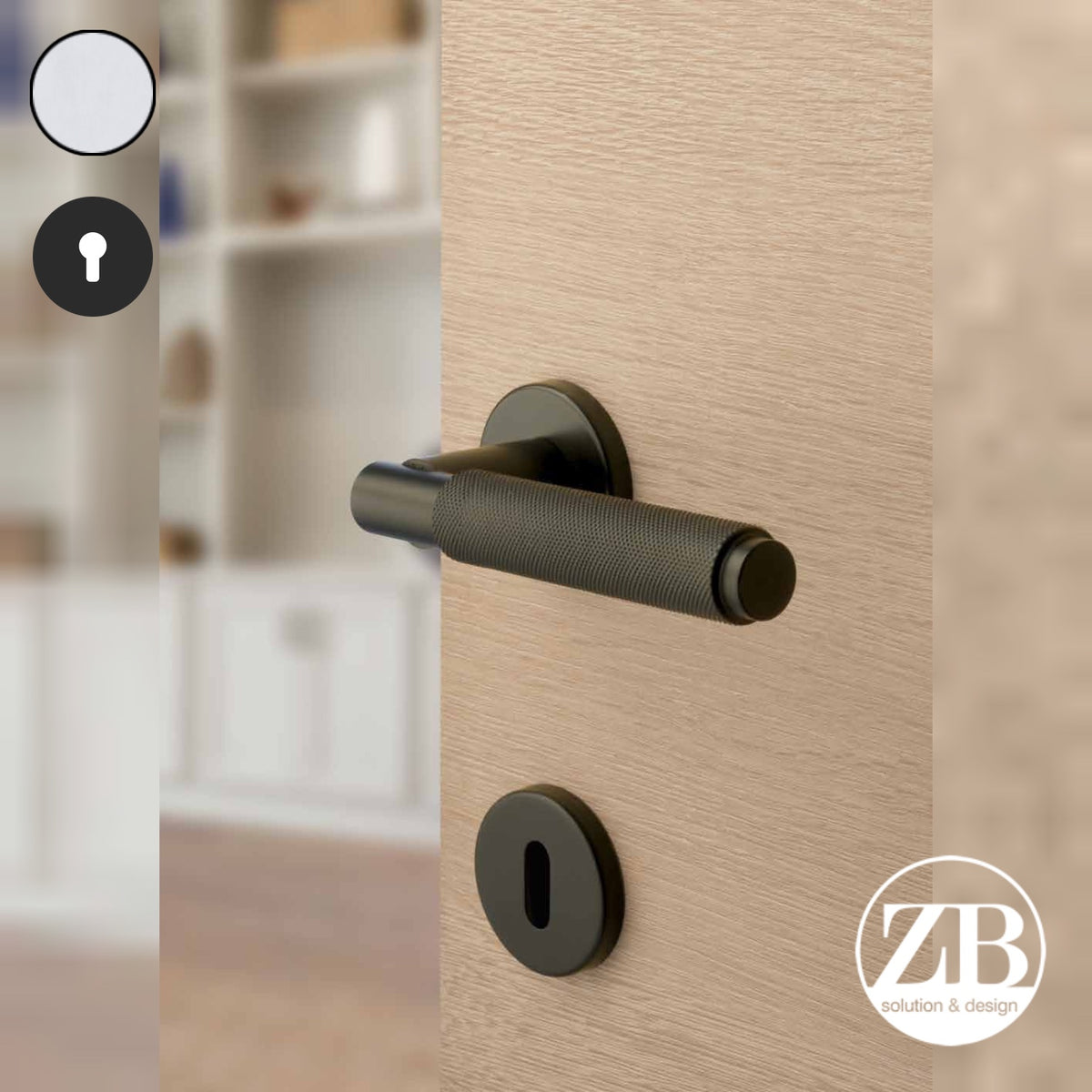 ZB - Maniglie Lebar - Maniglia per porta interna - ARG - Argento F1 anodizzato / Tonda / Yale