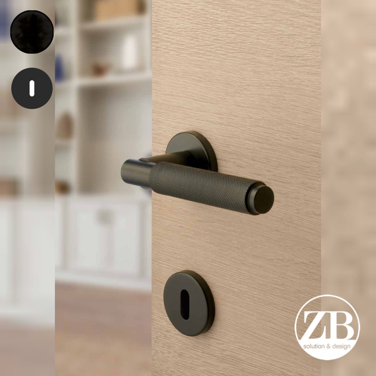ZB - Maniglie Lebar - Maniglia per porta interna - NOP - Nero opaco / Tonda / Patent