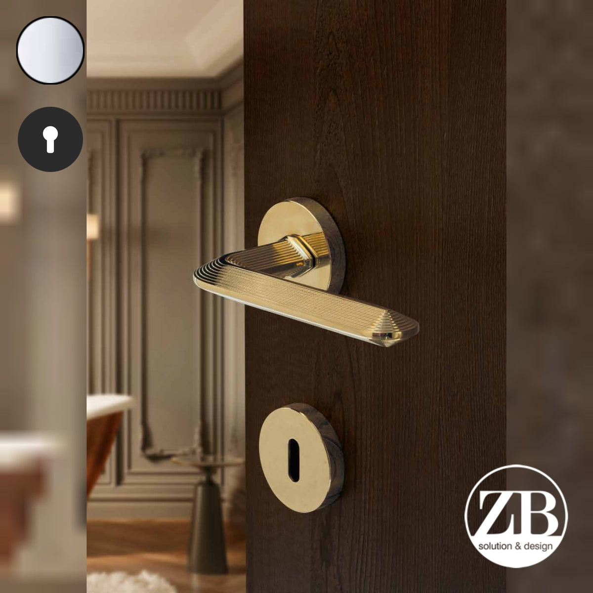 ZB - Maniglie Linear - Maniglia per porta interna - CRL - Cromo lucido / Tonda / Yale