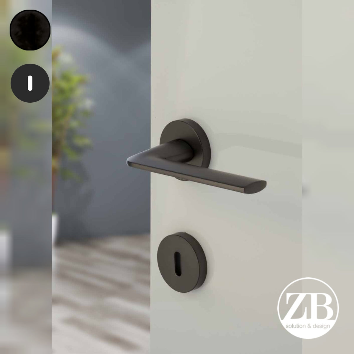 ZB - Maniglie Oregon - Maniglia per porta interna - NOP - Nero opaco / Tonda / Patent