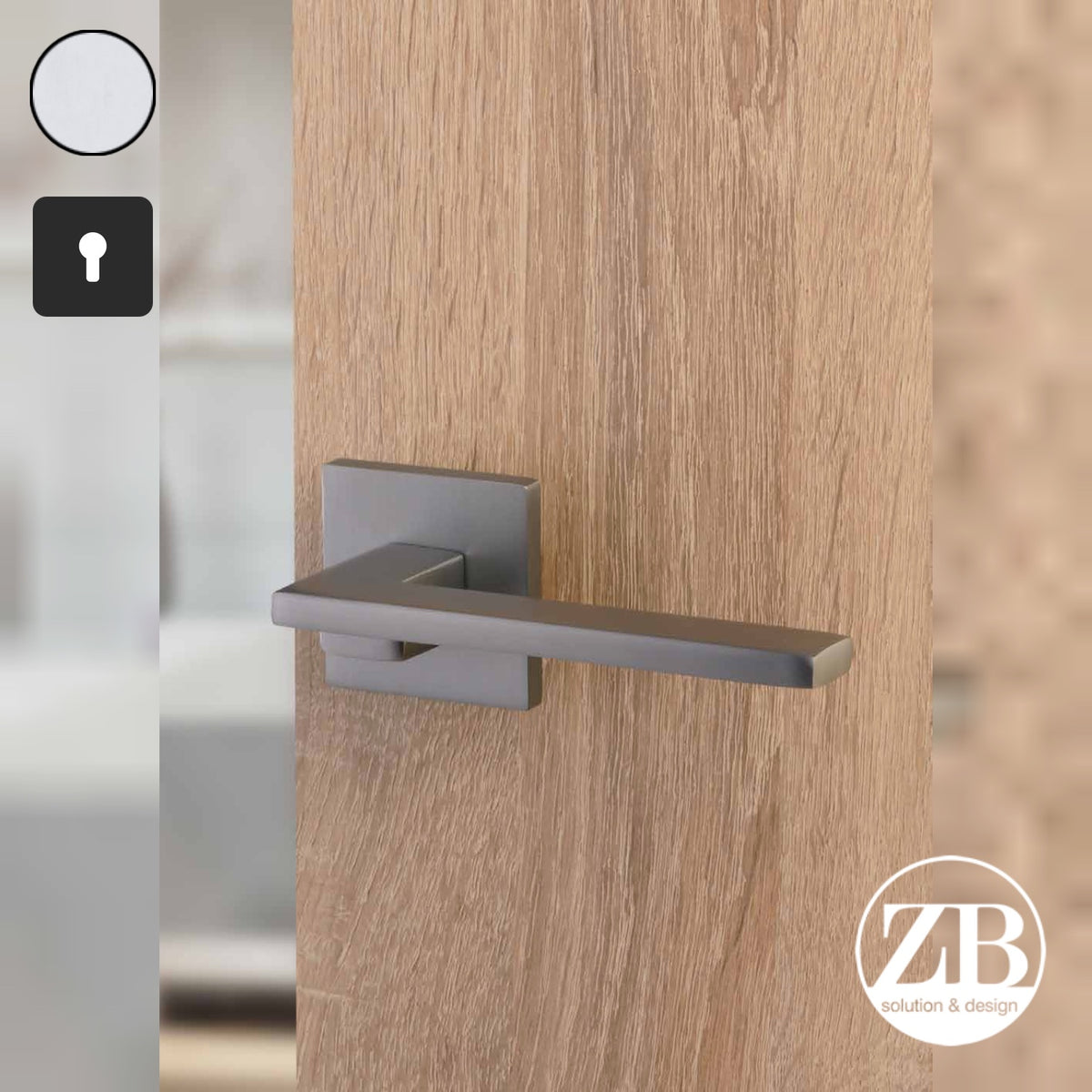 ZB - Maniglie Pale - Maniglia per porta interna - ARS - Argento F1 satinato / Quadra / Yale