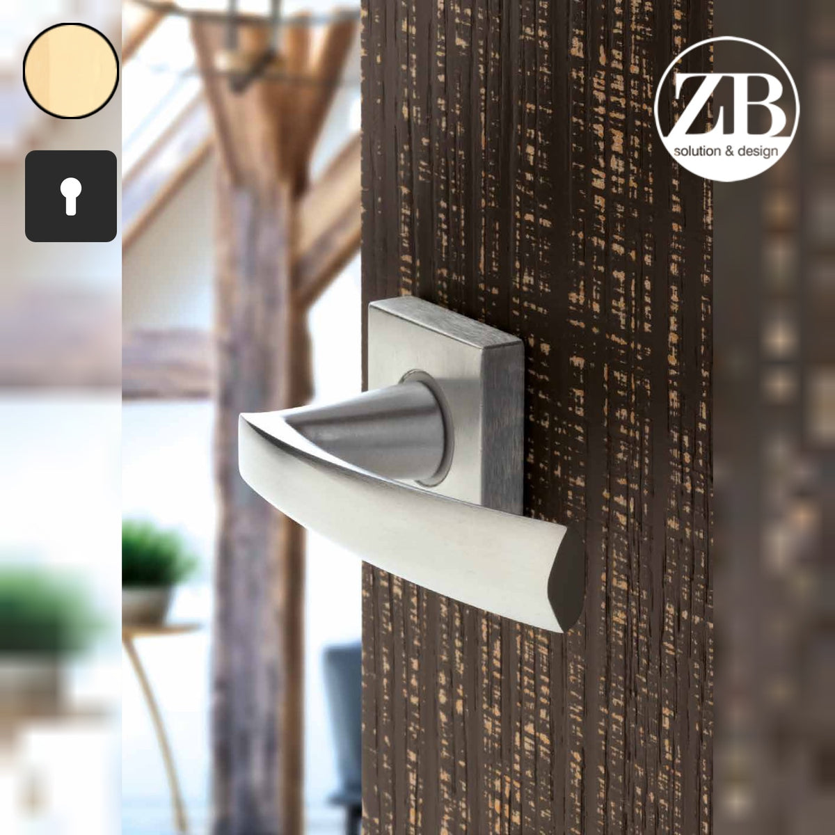 ZB - Maniglie Phoenix-Q - Maniglia per porta interna - OTO - Ottonato / Quadra / Yale