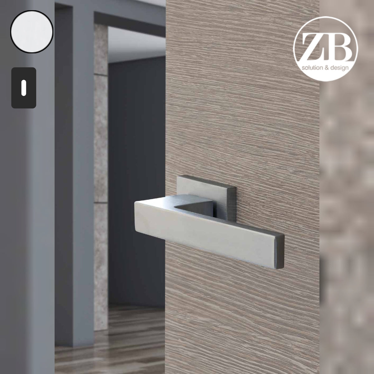 ZB - Maniglie Rettangola - Maniglia per porta interna - CRS - Cromo satinato / Rettangolare / Patent