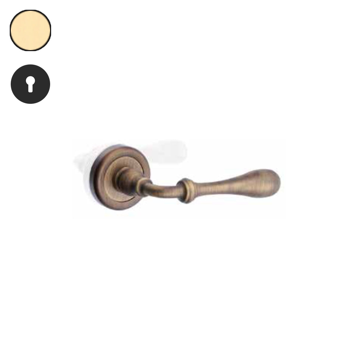 ZB - Maniglie Rustica - Maniglia per porta interna - OLV - Ottone lucido verniciato / Tonda / Yale