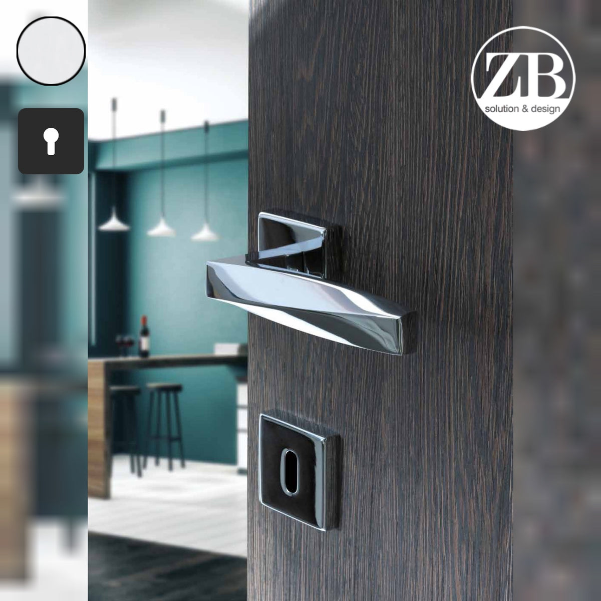 ZB - Maniglie Sahara - Maniglia per porta interna - CRS - Cromo satinato / Quadra / Yale