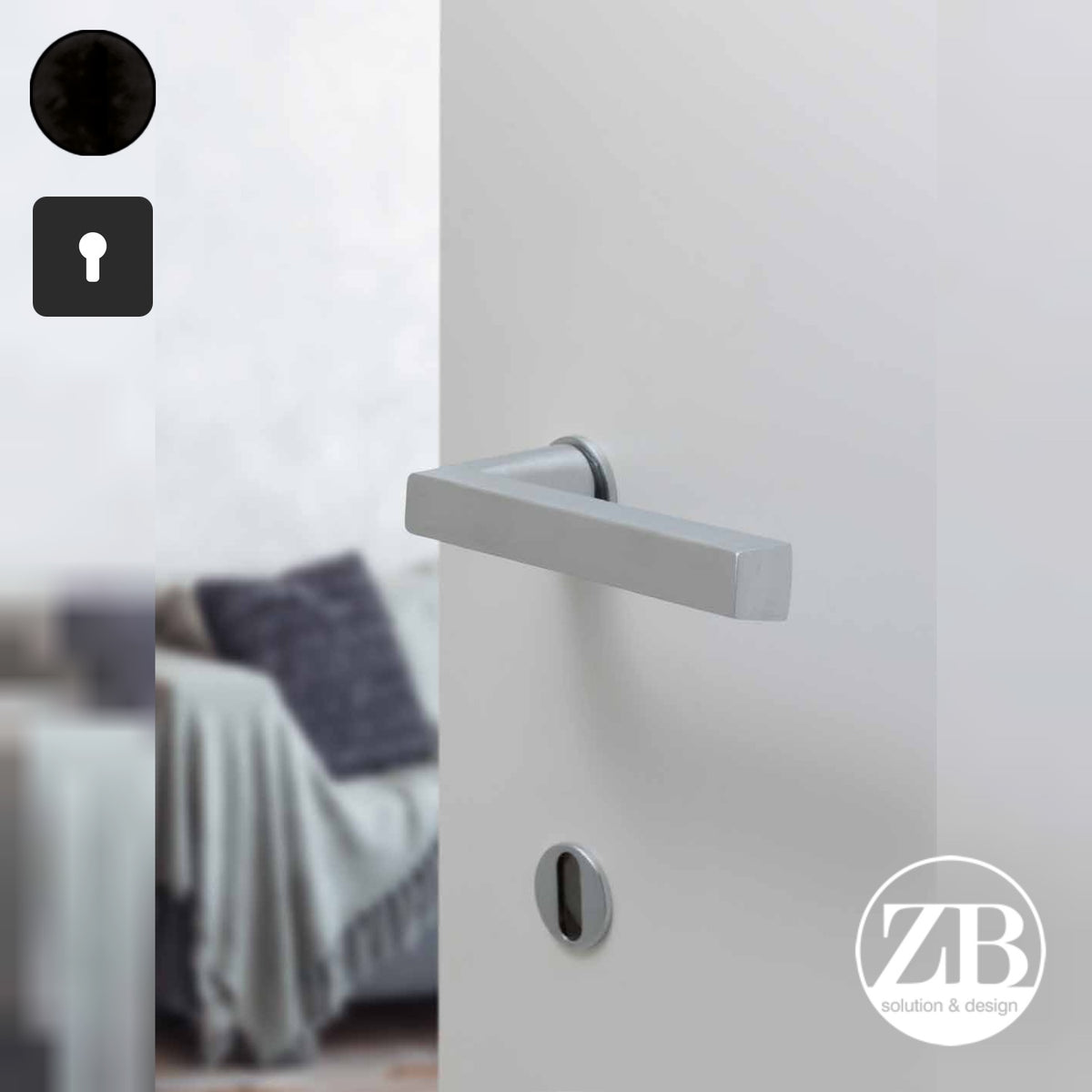ZB - Maniglie Sky Minimal - Maniglia per porta interna - NOP - Nero opaco / Quadra / Yale
