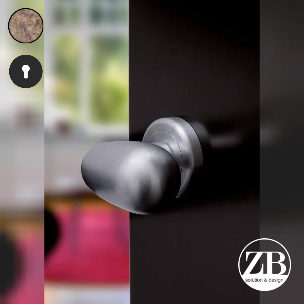 ZB - Maniglie Uovo - Maniglia per porta interna - OBA - Ottone bronzato antico / Tonda / Yale