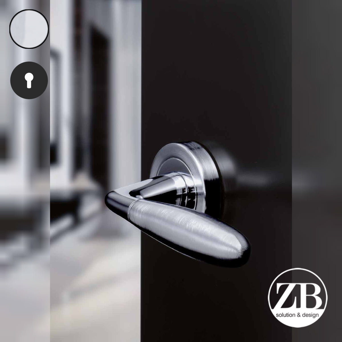 ZB - Maniglie Wind - Maniglia per porta interna - CLS - Cromo lucido / cromo satinato / Tonda / Yale