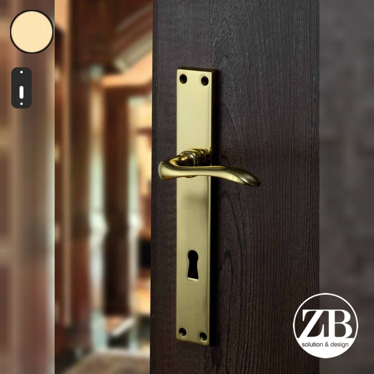 ZB - Maniglie ZB 330 - Maniglia per porta interna - OLV - Ottone lucido verniciato / Placca 220x38 mm / Patent 70