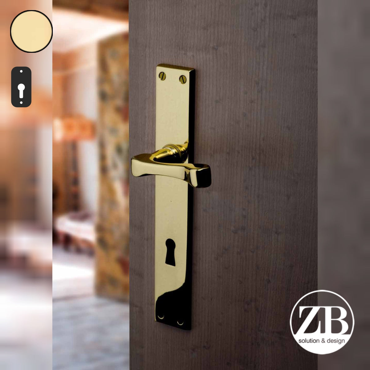ZB - Maniglie ZB 360M - Maniglia per porta interna - ONA - Ottone naturale / Placca 220x38 mm / Yale 85