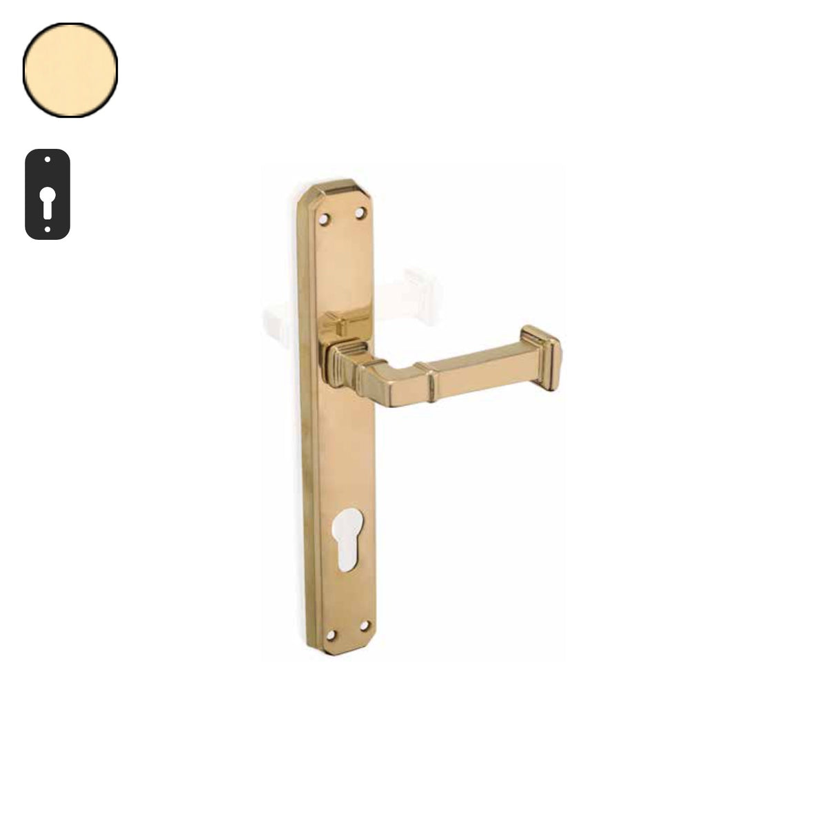 ZB - Maniglie ZB 390 - Maniglia per porta interna - OLV - Ottone lucido verniciato / Placca 242x38 mm / Yale 85