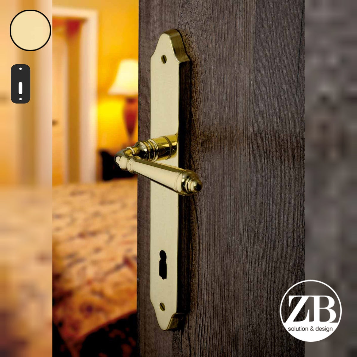 ZB - Maniglie ZB 520 - Maniglia per porta interna - ONA - Ottone naturale / Placca 252x40 mm / Patent 70